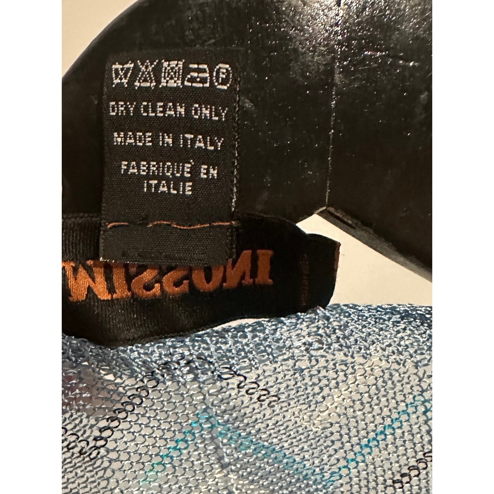 Missoni Blue Zigzag Chevron Knit Fringe Poncho Top - Picture 9 of 9